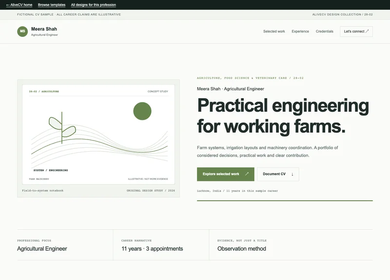 Agricultural Engineer web portfolio