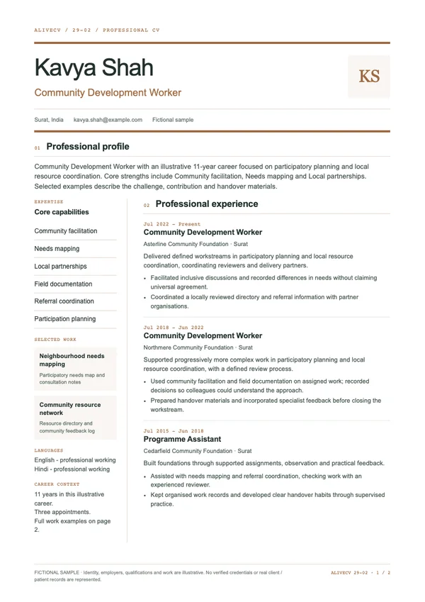 Community Development Worker document first page