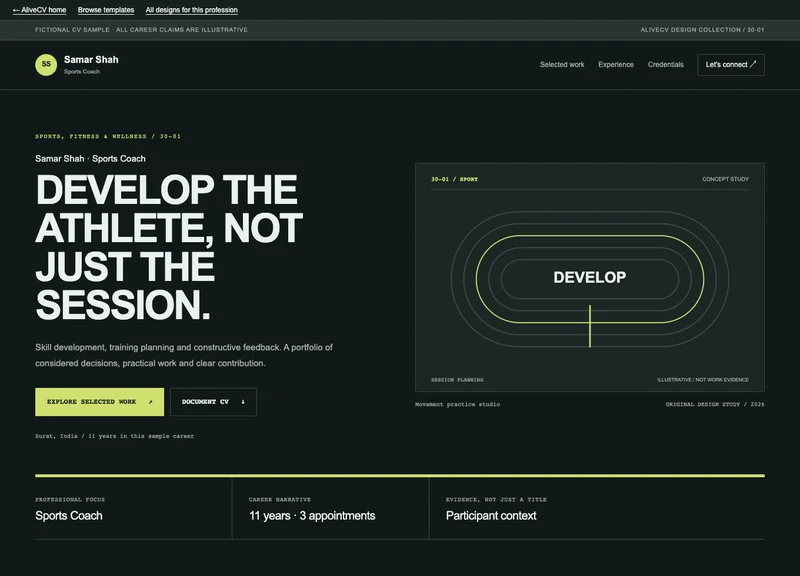 Sports Coach web portfolio