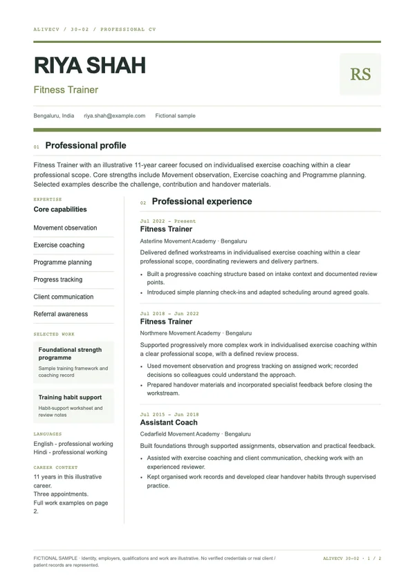 Fitness Trainer document first page