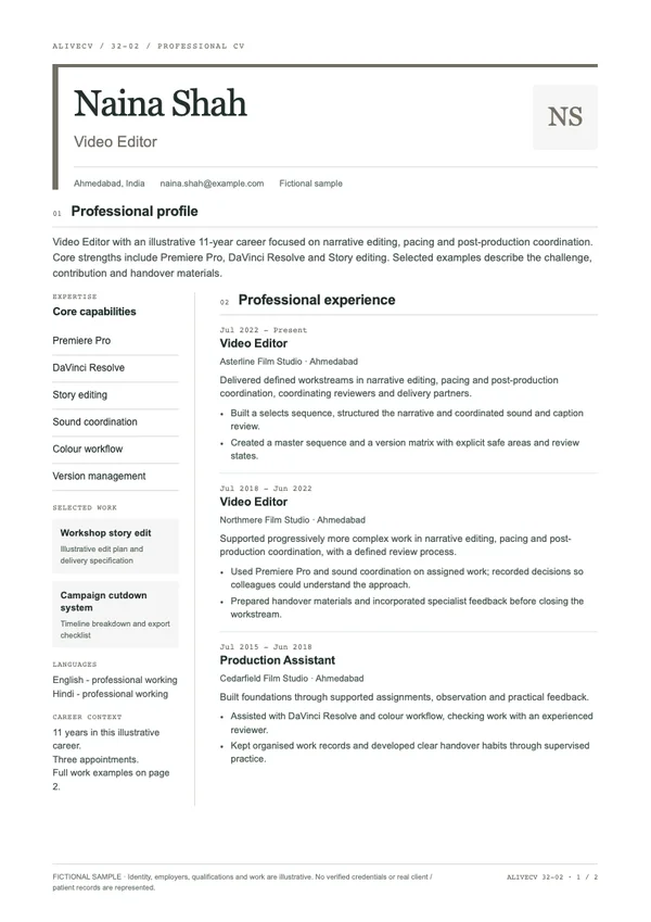 Video Editor document first page