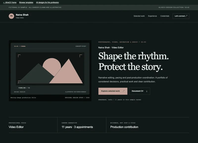 Video Editor web portfolio