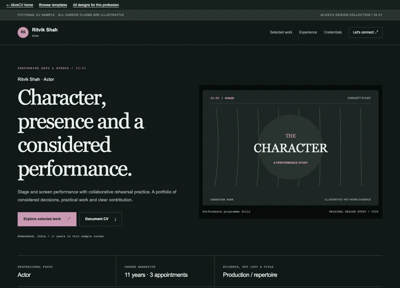 Actor web portfolio