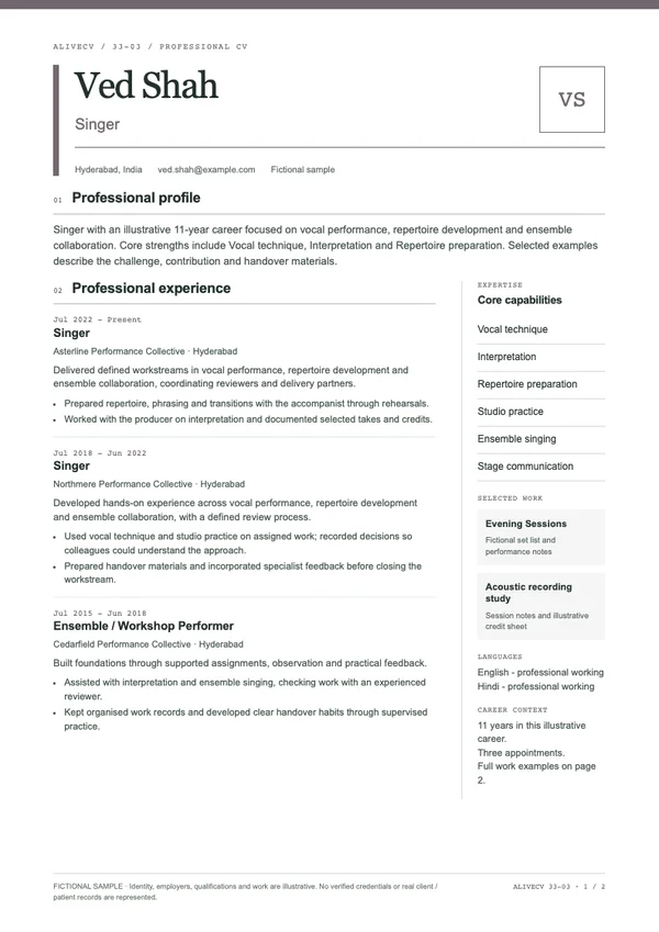 Singer document first page
