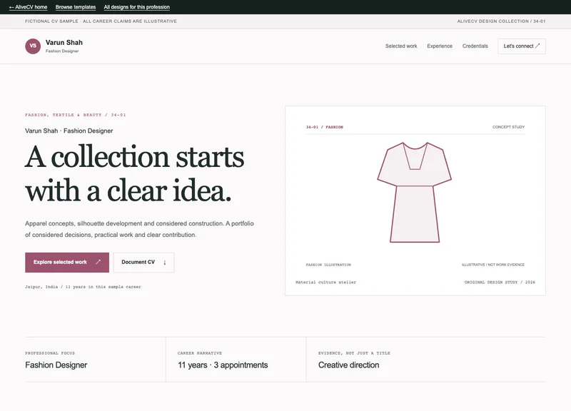 Fashion Designer web portfolio