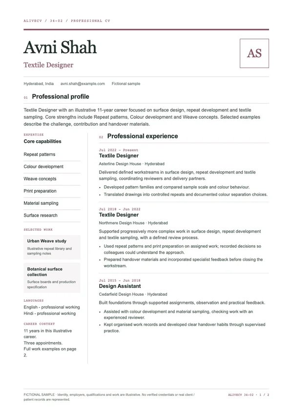 Textile Designer document first page