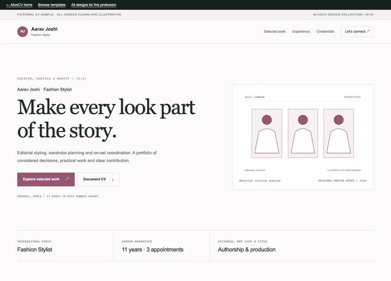 Fashion Stylist web portfolio