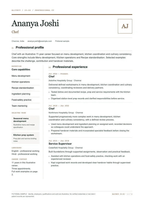 Chef document first page