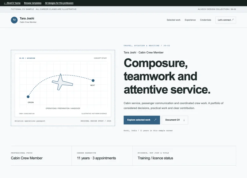 Cabin Crew Member web portfolio
