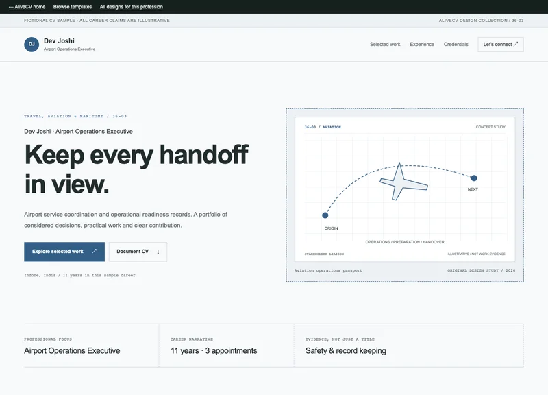 Airport Operations Executive web portfolio