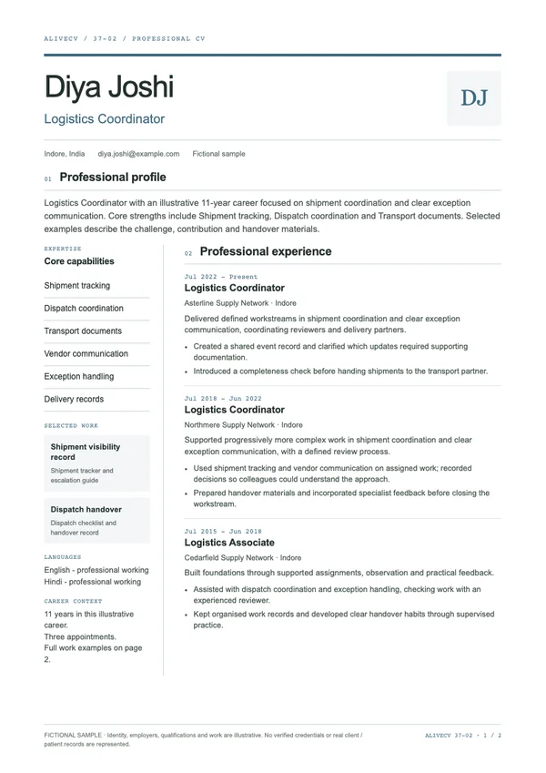 Logistics Coordinator document first page