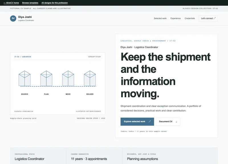 Logistics Coordinator web portfolio