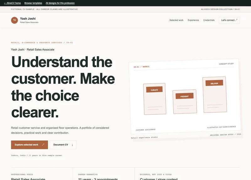 Retail Sales Associate web portfolio